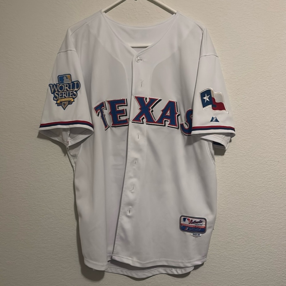 MAJESTIC 2010 TEXAS RANGERS JOSH HAMILTON WORLD SERIES JERSEY in WHITE